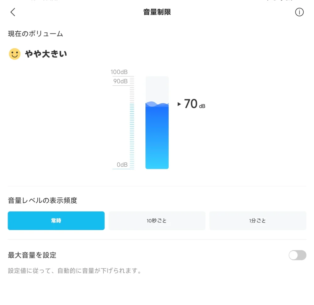 アプリ画面ｰ音量制限