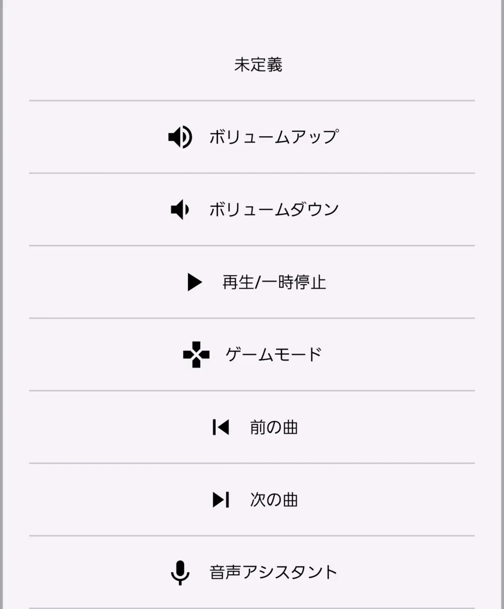 TRUEFREE Clip C10のアプリ画面。ジェスチャー操作の設定。