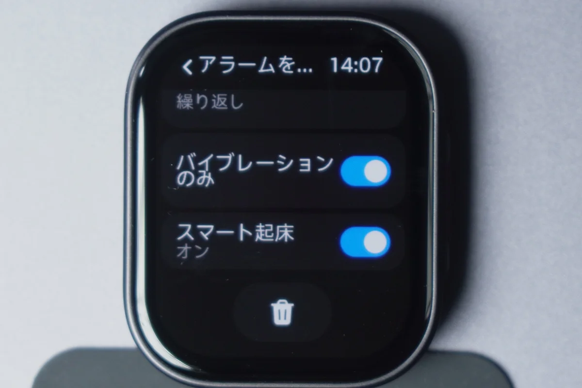 Redmi Watch 6 Liteのアラーム設定でスマート起床をオンにした画面の写真